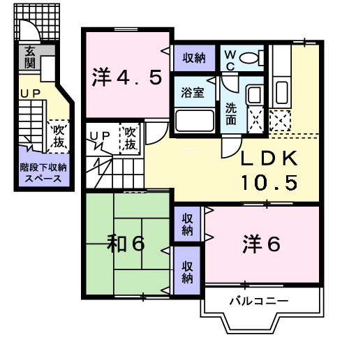 羽根の完工年月(2000年3月)築の賃貸アパートの間取り