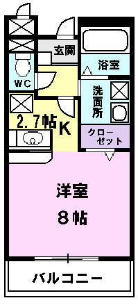 グリシーヌ１番館・02020号室の間取り