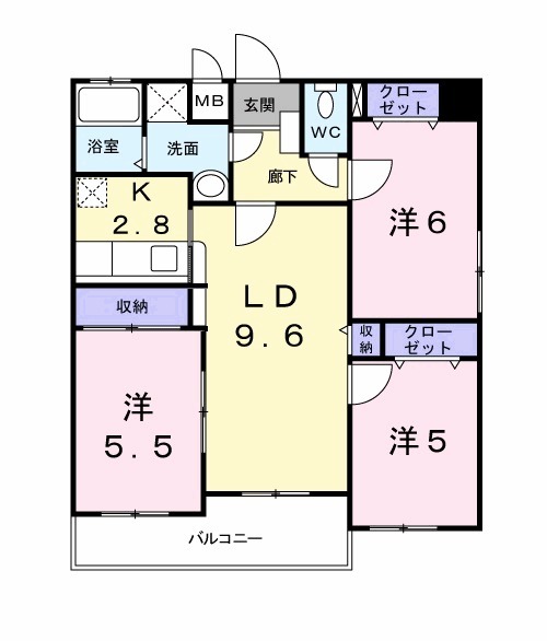 スカイシャトレ柚須の間取り