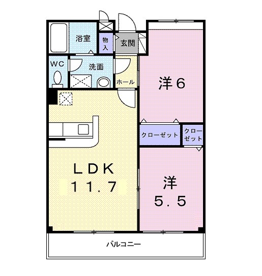 プラシードTSUKASA B棟の間取り