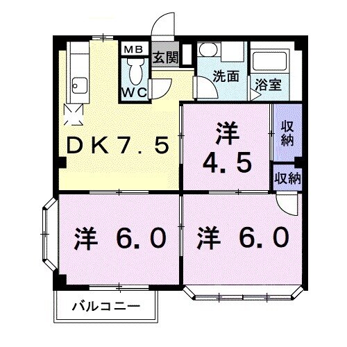 ホワイトルーム飯村Aの間取り