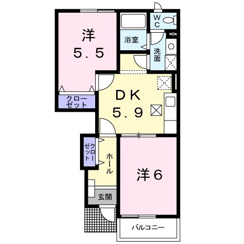 ハイツ陽気Bの間取り