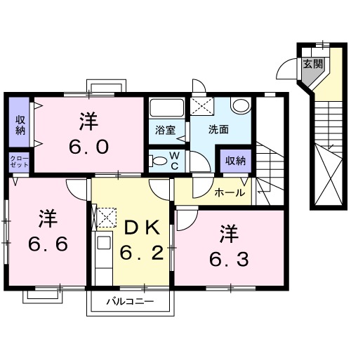 ソレイユ・シャルマンA棟の間取り