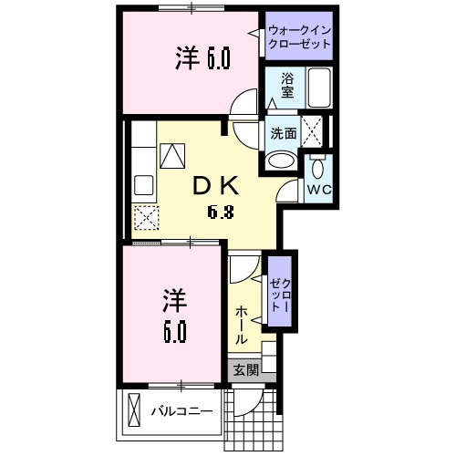 ラブリーメゾンヒノキＢ・01010号室の間取り