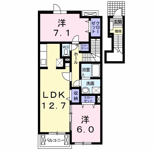 ジュネス中原　Ⅱ・02050号室の間取り