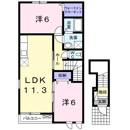 カーサ府中　Ⅱの間取り