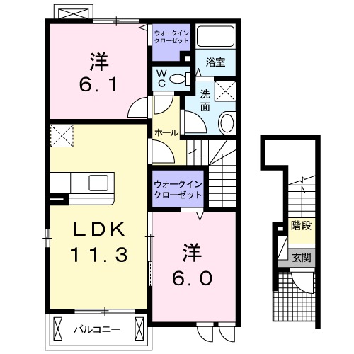 エリタージュＣ・02010号室の間取り