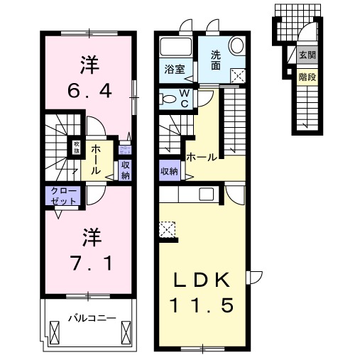 グリシーヌ3番館Aの間取り