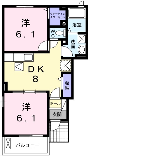 フルーツパーク富里館Eの間取り