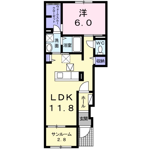 フェリシア カーサ B棟の間取り