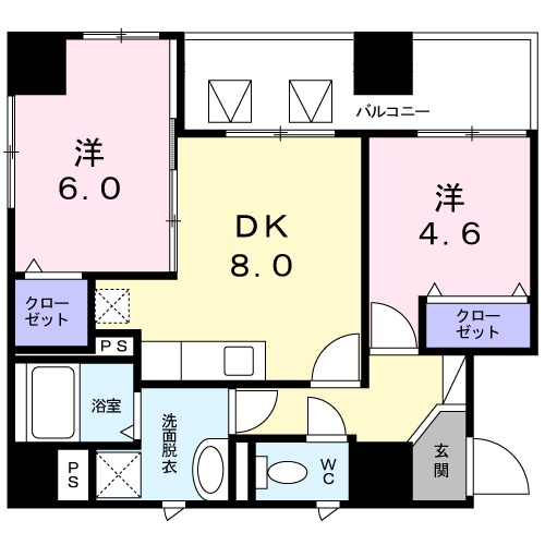 日本橋人形町の完工年月(2016年2月)築の賃貸マンションの間取り