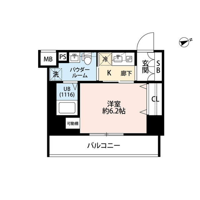 プレール・ドゥーク門前仲町Ⅲ・801号室の間取り