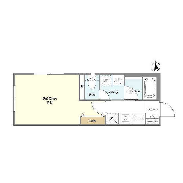 Ｅｓｐａｃｅ等々力・107号室の間取り