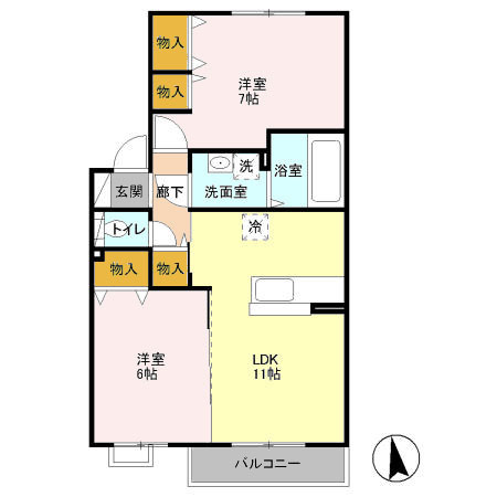 クローバーヒル城南 Bの間取り