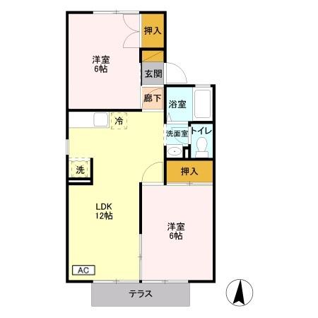 セジュール・砥上 Bの間取り