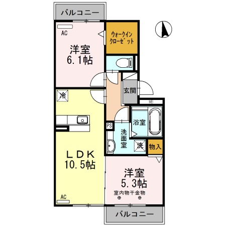 グッドラック・ワン A棟の間取り