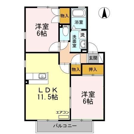 サンハイム ホウゲツ B棟の間取り