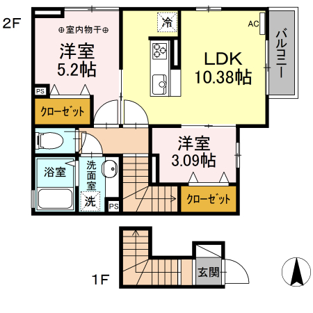 エスケーハイツ・202号室の間取り