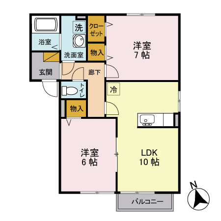 フレアヒルズ岡本 Cの間取り