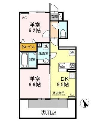 メルヴェーユ竹谷・101号室の間取り