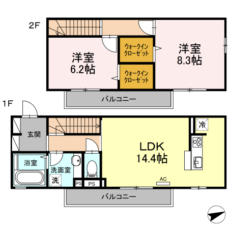 ディアコート本木・201号室の間取り