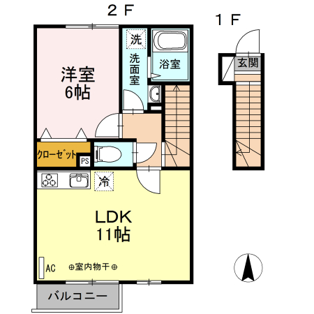 リバーサイド　ホシノ　Ⅴ・202号室の間取り
