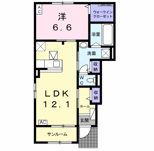 カルム ガーデン Aの間取り