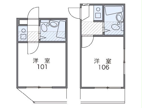レオパレス東金町第６・102号室の間取り