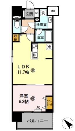 ウィスタリア レジデンス 博多・301号室の間取り