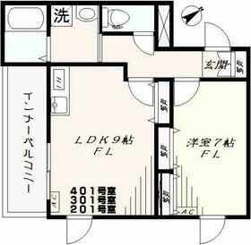 クロシェット早稲田・201号室の間取り