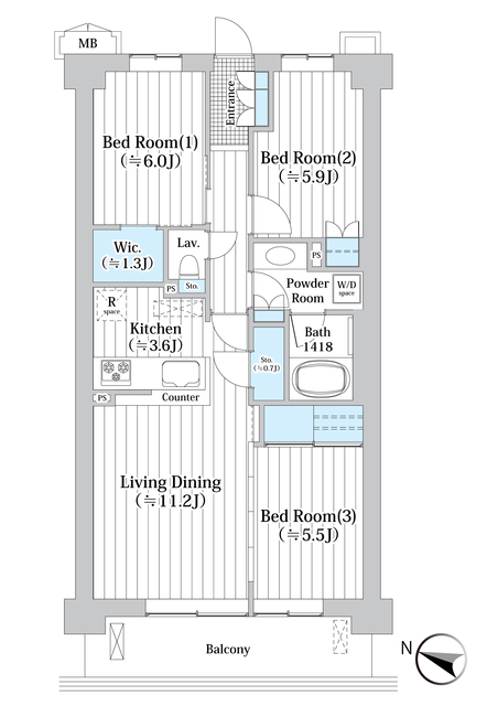 アビティグランデ砧　（Ａ棟）の間取り