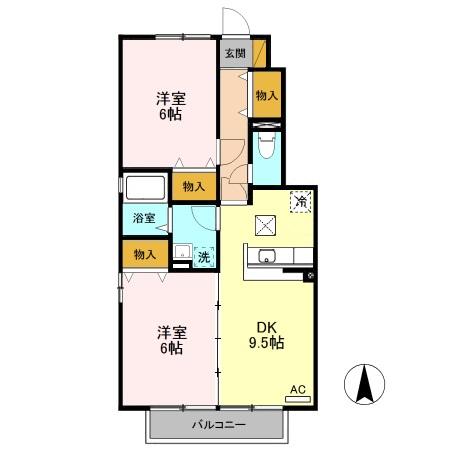 プランドール陽東 Aの間取り