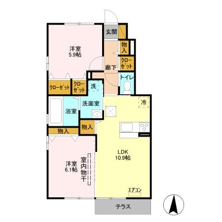 フルール・ド・ティアラ Eの間取り