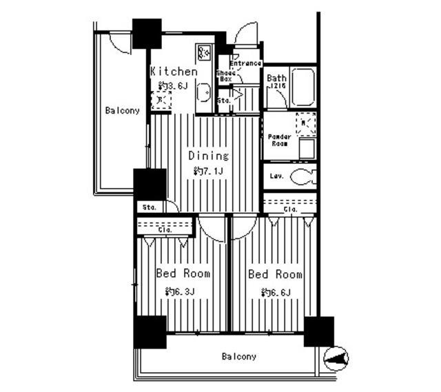 イーストコア曳舟一番館・1515号室の間取り