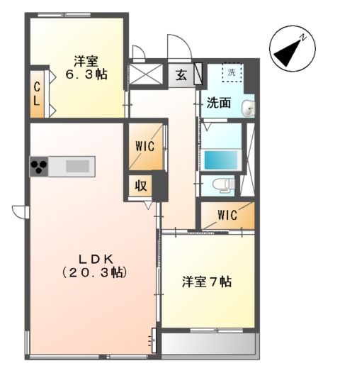 南安倍の完工年月(2016年6月)築の賃貸マンションの間取り