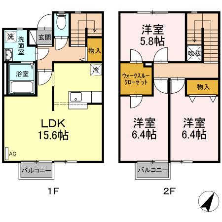 リースランドテクノ Bの間取り