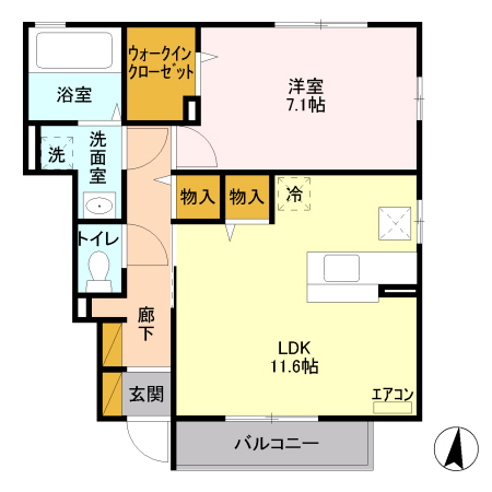 プライムコート Dの間取り