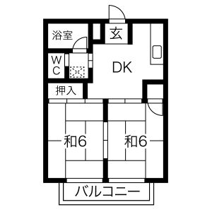 二宮ハイツA棟・205号室の間取り