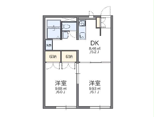 レオパレス築地・206号室の間取り