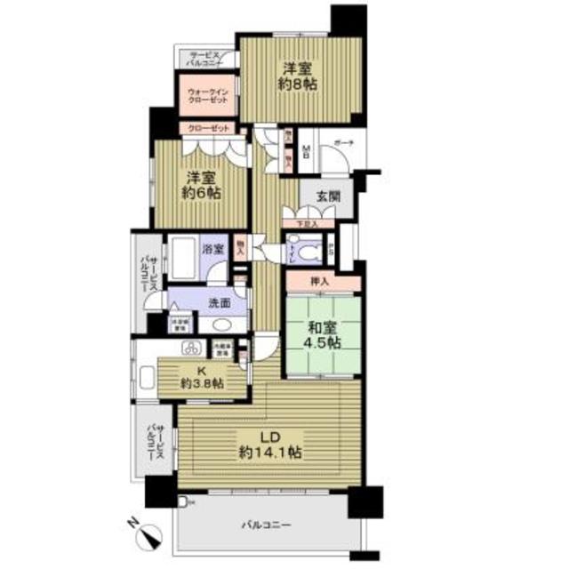 グランドメゾン星が丘山手A棟の間取り