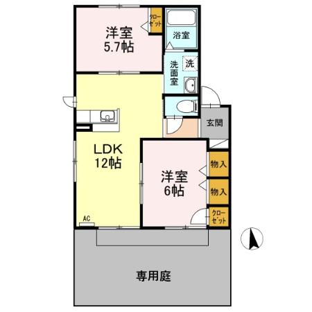 クロッカス翼　A・102号室の間取り