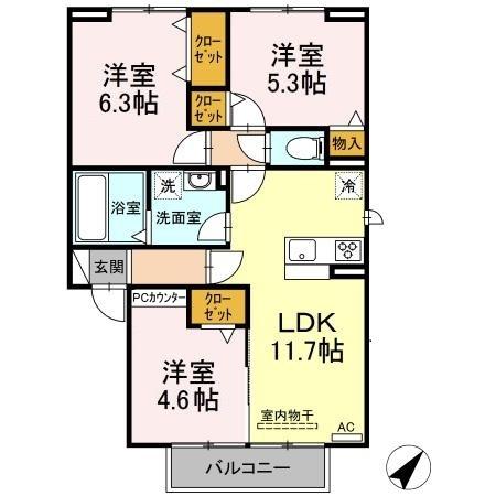 クオーレⅢ B棟の間取り