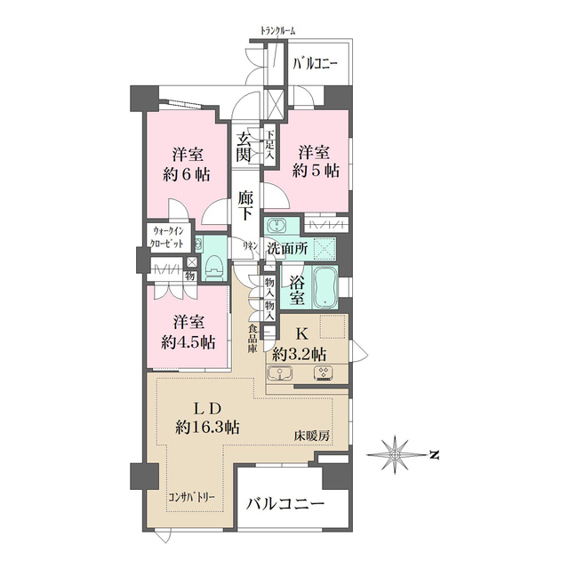 ザ・パークハウス東陽町翠賓閣の間取り