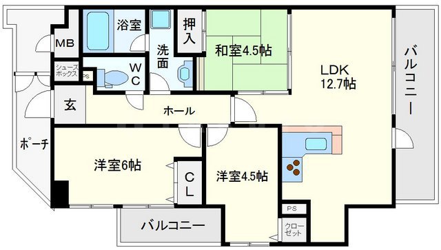 フュージョンコート豊中千里園の間取り