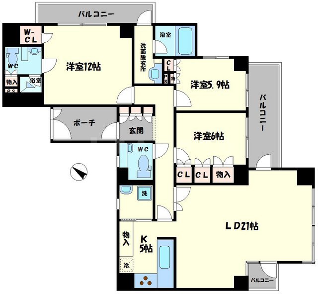 ロイヤルフェルティ豊中緑丘の間取り