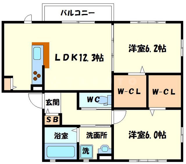 ラシーネ山田東B棟の間取り