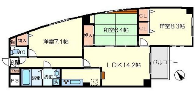 シェリール五月が丘北の間取り