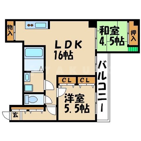 日宝ライフ十二軒町の間取り