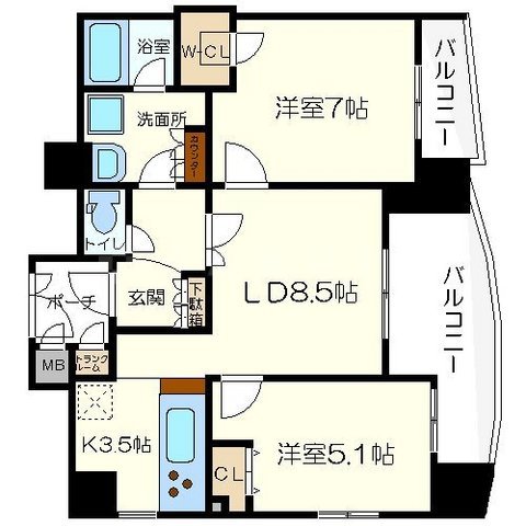 エステムコート谷町六丁目IIアクティーネの間取り