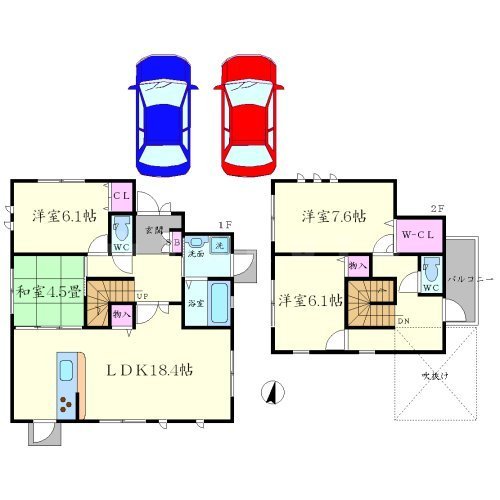 茨木市彩都あさぎ戸建A棟の間取り